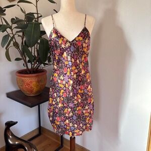90's Silk Mickey & Co Floral Print Dress